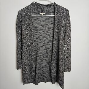 Eileen Fisher Womens Sz S Metallic Open Front Cardigan Knit Jacket‎ 3/4 Sleeve